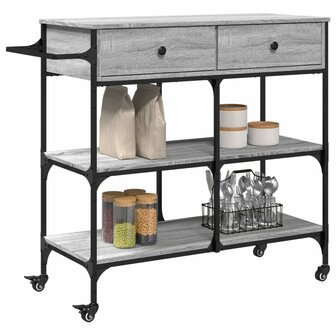 Keukentrolley 105x42x95 cm bewerkt hout grijs sonoma eikenkleur 6