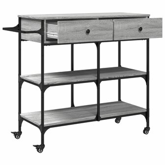 Keukentrolley 105x42x95 cm bewerkt hout grijs sonoma eikenkleur 8