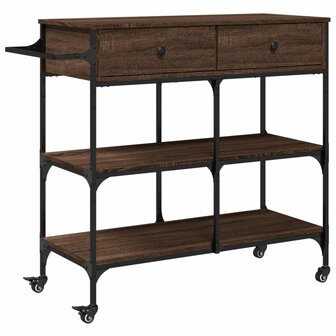 Keukentrolley 105x42x95 cm bewerkt hout bruin eikenkleurig 2
