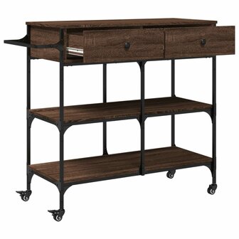 Keukentrolley 105x42x95 cm bewerkt hout bruin eikenkleurig 8