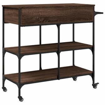 Keukentrolley 105x42x95 cm bewerkt hout bruin eikenkleurig 10