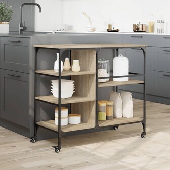 Keukentrolley 100x45x89,5 cm bewerkt hout sonoma eikenkleurig 4