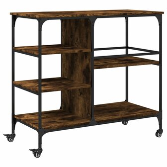 Keukentrolley 100x45x89,5 cm bewerkt hout gerookt eikenkleurig 2