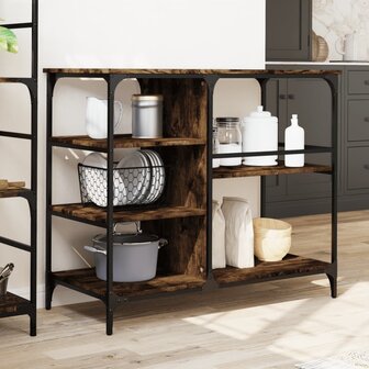 Keukentrolley 100x45x89,5 cm bewerkt hout gerookt eikenkleurig 3