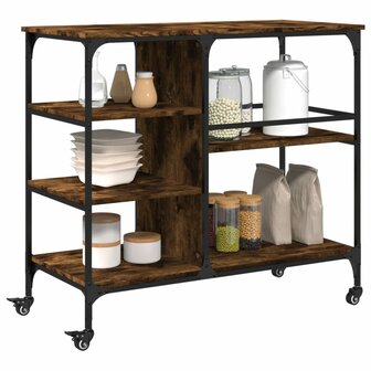 Keukentrolley 100x45x89,5 cm bewerkt hout gerookt eikenkleurig 4