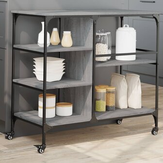 Keukentrolley 100x45x89,5 cm bewerkt hout grijs sonoma eiken 1