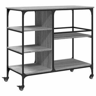 Keukentrolley 100x45x89,5 cm bewerkt hout grijs sonoma eiken 2
