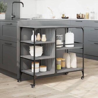 Keukentrolley 100x45x89,5 cm bewerkt hout grijs sonoma eiken 4