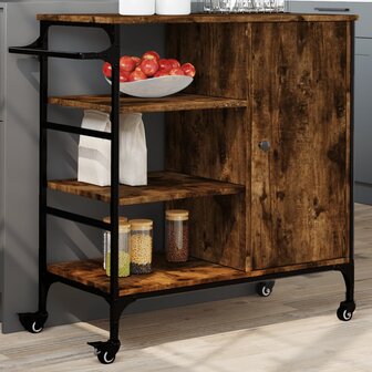 Keukentrolley 87,5x38,5x84,5 cm bewerkt hout gerookt eikenkleur 1