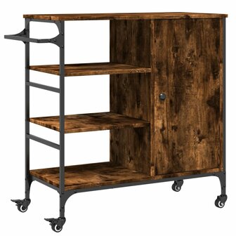 Keukentrolley 87,5x38,5x84,5 cm bewerkt hout gerookt eikenkleur 2