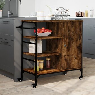 Keukentrolley 87,5x38,5x84,5 cm bewerkt hout gerookt eikenkleur 3
