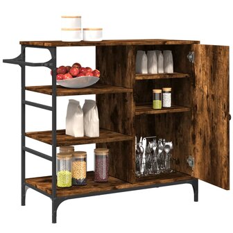 Keukentrolley 87,5x38,5x84,5 cm bewerkt hout gerookt eikenkleur 7