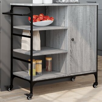 Keukentrolley 87,5x38,5x84,5 cm bewerkt hout grijs sonoma eiken 1