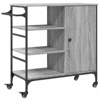 Keukentrolley 87,5x38,5x84,5 cm bewerkt hout grijs sonoma eiken 2
