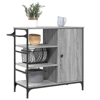 Keukentrolley 87,5x38,5x84,5 cm bewerkt hout grijs sonoma eiken 6