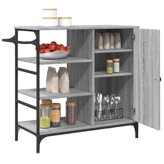 Keukentrolley 87,5x38,5x84,5 cm bewerkt hout grijs sonoma eiken 7