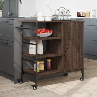 Keukentrolley 87,5x38,5x84,5 cm bewerkt hout bruin eikenkleurig 3