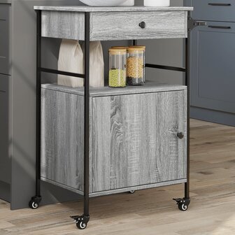 Keukentrolley 56x43x89,5 cm bewerkt hout grijs sonoma eiken 1