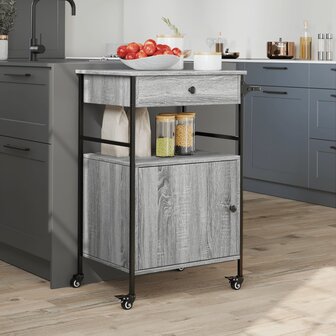 Keukentrolley 56x43x89,5 cm bewerkt hout grijs sonoma eiken 4