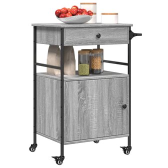 Keukentrolley 56x43x89,5 cm bewerkt hout grijs sonoma eiken 6