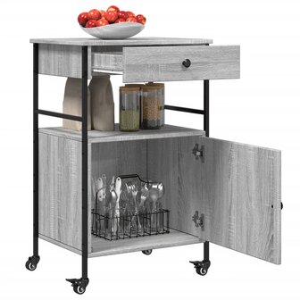 Keukentrolley 56x43x89,5 cm bewerkt hout grijs sonoma eiken 7
