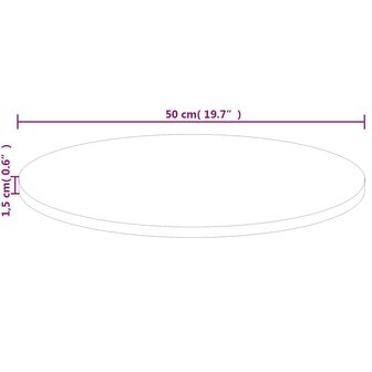 Tafelblad rond &Oslash;50x1,5 cm onbehandeld massief eikenhout 4