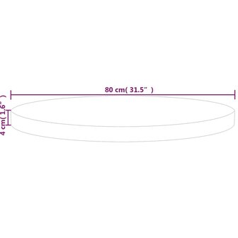 Tafelblad rond &Oslash;80x4 cm onbehandeld massief eikenhout 4