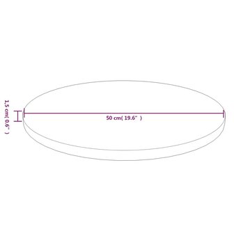 Tafelblad rond &Oslash;50x1,5 cm bewerkt massief eikenhout donkerbruin 4