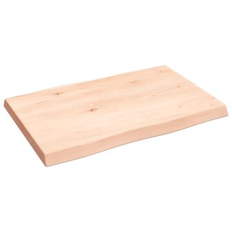 Tafelblad natuurlijke rand 60x40x(2-4) cm massief eikenhout 4