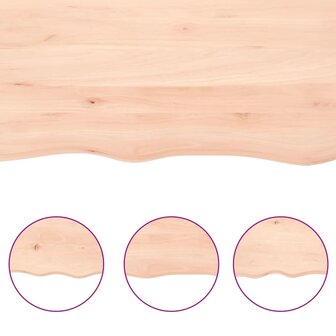 Tafelblad natuurlijke rand 140x50x(2-4) cm massief eikenhout 6