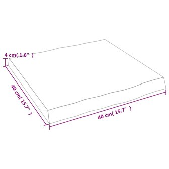 Tafelblad natuurlijke rand 40x40x(2-4) cm eikenhout lichtbruin 8