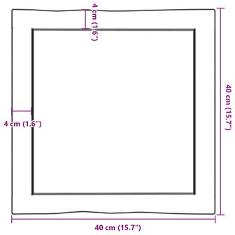 Tafelblad natuurlijke rand 40x40x(2-4) cm eikenhout lichtbruin 9