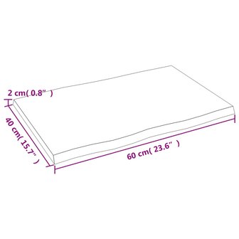 Tafelblad natuurlijke rand 60x40x2 cm eikenhout lichtbruin 7