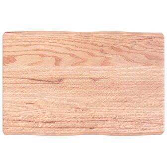 Tafelblad natuurlijke rand 60x40x(2-6) cm eikenhout lichtbruin 2