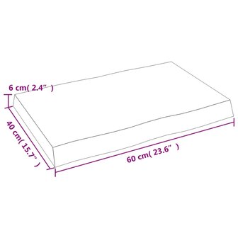 Tafelblad natuurlijke rand 60x40x(2-6) cm eikenhout lichtbruin 9