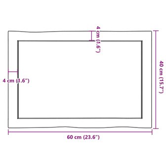Tafelblad natuurlijke rand 60x40x(2-6) cm eikenhout lichtbruin 10