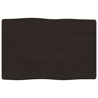 Tafelblad natuurlijke rand 60x40x(2-4) cm eikenhout donkerbruin 2