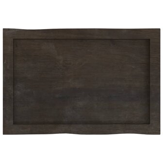 Tafelblad natuurlijke rand 60x40x(2-4) cm eikenhout donkerbruin 5