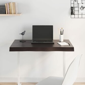 Tafelblad natuurlijke rand 80x50x2 cm eikenhout donkerbruin 3