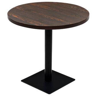 Bistrotafel rond 80x75 cm MDF en staal donker essenkleur  2