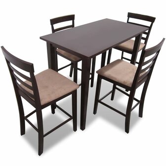Bartafel met 4 barstoelen set hout bruin 1