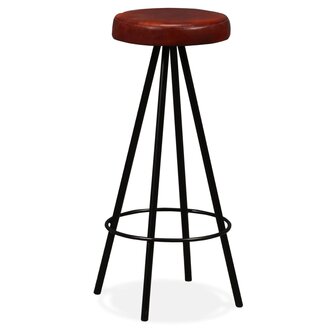 Barset massief gerecycled hout en echt leer 3-delig 10