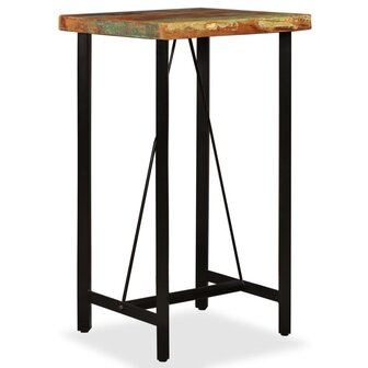 Barset massief gerecycled hout, echt leer en canvas 3-delig 2