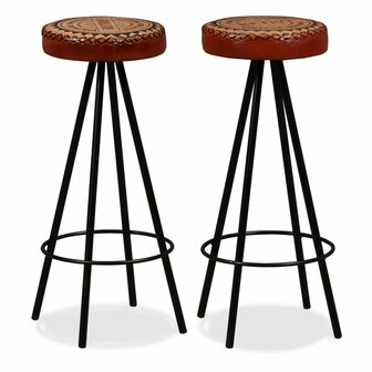 Barset massief gerecycled hout, echt leer en canvas 3-delig 8