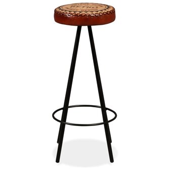 Barset massief gerecycled hout, echt leer en canvas 3-delig 11