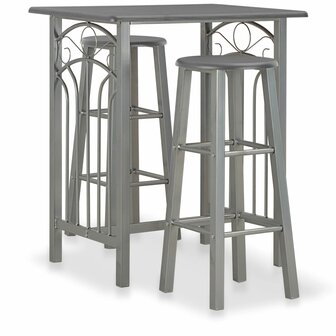 3-delige Barset hout en staal antraciet 1