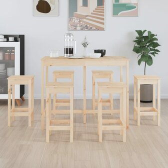7-delige Barset massief grenenhout 1