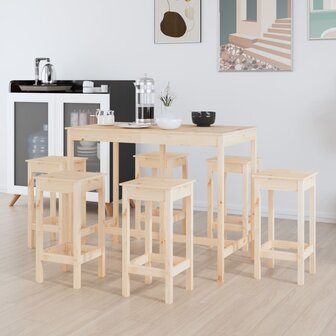 7-delige Barset massief grenenhout 5