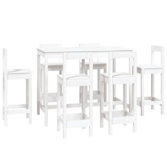 7-delige Barset massief grenenhout wit 2