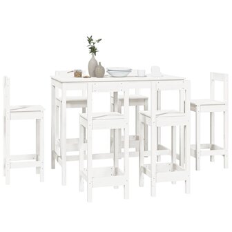 7-delige Barset massief grenenhout wit 7